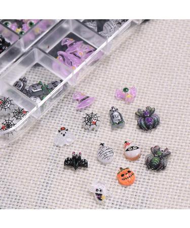 12 Grid Halloween Nail Charms - Rhinestones Spider & Pumpkin Nail Art Supplies for DIY Decor - Buy Online on GoSupps.com