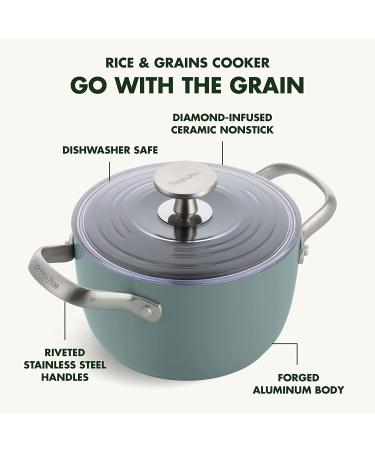 GreenPan Healthy Ceramic Nonstick 2QT Rice & Soup Maker Caldero Pot | PFAS-Free, Induction, Dishwasher & Oven Safe - Smokey Blue - Buy Online on GoSupps.com