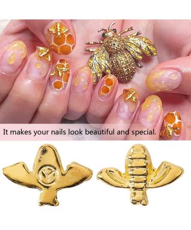 100pcs Gold Nail Metal Bee Decorations Portable Small Nail Art for Manicure Retouching - Buy Online on GoSupps.com