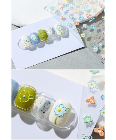 5D Cute Animal Bear Embossed Nail Stickers - Set of 3 Sheets | Self-Adhesive Nail Decals for Girls and Kids | Flower Cherry Rabbit Design | Manicure Supplies - Buy Online on GoSupps.com