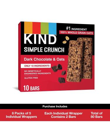 KIND Simple Crunch Bars Dark Chocolate & Oats 7 oz 40 Count - Pack of 8 | 56 oz Total - Buy Online on GoSupps.com