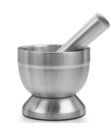 Pill Crusher - 304 Food Grade Stainless Steel Mortar and Pestle Medicine Grinder Set - Non-Slip Splitter to Easily Crush Medicine Pills Tablets Vitamins to Fine Powder for Adults, Seniors, Dogs, Pets