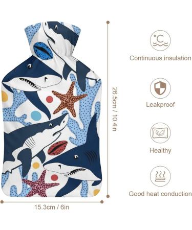 Blue Shark Hot Water Bottle with Plush Cover | Hand Warmer for Adults & Children | 26.5x15.3cm - International Shipping Available - Buy Online on GoSupps.com
