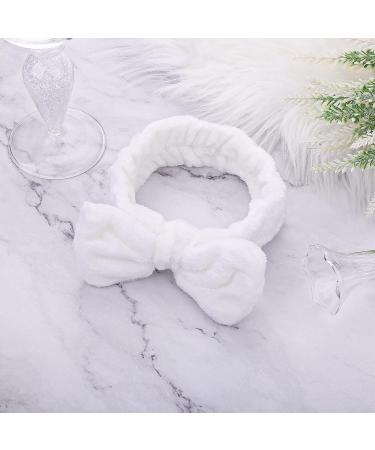 Molain Spa Headband Bowknot - White Coral Fleece Elastic Headband for Skincare, Makeup, and Shower - Buy Online on GoSupps.com
