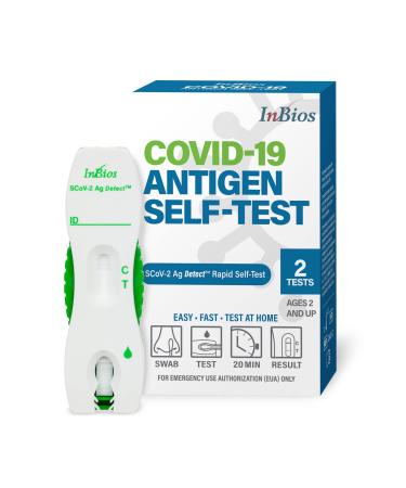 SCoV-2 Ag Detect Rapid Test 1 Pack 2 Tests Total Easy-To-Use COVID 19 Test Kit At Home FDA Emergeny Use Authorized No-Mixing Non-Invasive