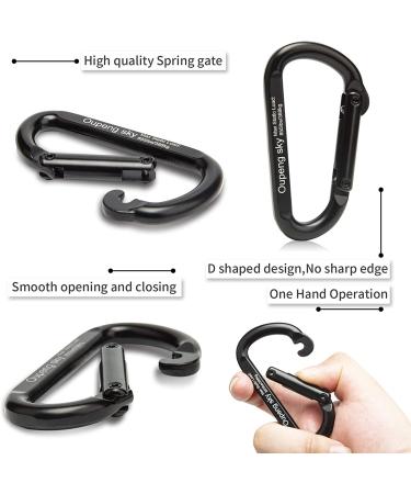 855lbs Heavy Duty Carabiner Clip for Hammocks, Camping, Hiking - D-Shaped Spring Hook for Outdoors, Gym, Dog Leash - Black (2 Pack) - Buy Online on GoSupps.com