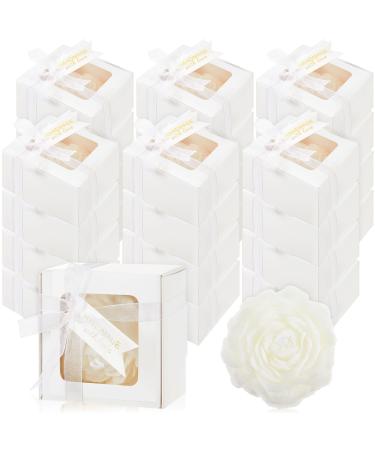 24 Sets Wedding Gift Candle Scented Flower Candle Gift Bridal Shower Favor Flower Candles Ribbon Thank You Tags for Wedding Bachelorette Party Anniversary Birthday Favor Supply Decorations