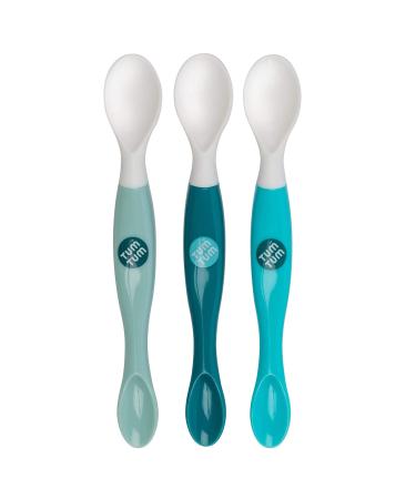 TUM TUM 3pc Swapsie Weaning Spoons Set Double Ended Baby Spoons BPA & Dishwasher Safe (Blue)