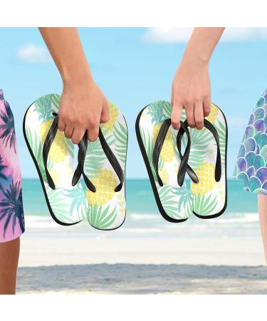 Mnsruu Yellow Palm Leaves Pineapple Flip Flops for Women & Men | Perfect for Home Hotel Spa & Travel - Buy Online on GoSupps.com