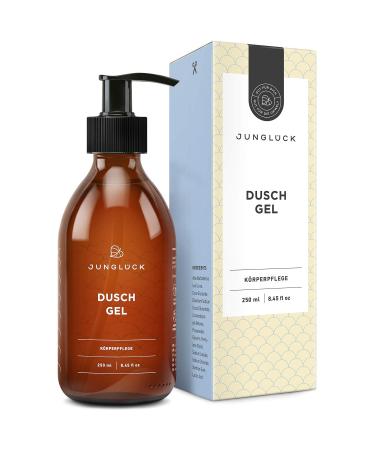 jungl ck vegan shower gel | 250 ml in brown glass | With aloe vera & natural surfactants for moisture & thorough gentle care | Natural & sustainable cosmetics made in Germany