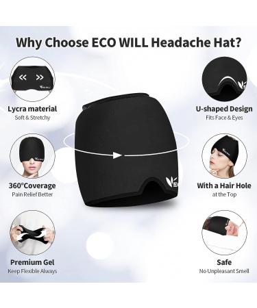 Headache Cap - 360 Fitting Double Gel Ice Cap for Migraine Relief - Hot/Cold Therapy Hat for Headache, Tension, Puffy Eyes - Stress Relief - Black - Buy Online on GoSupps.com