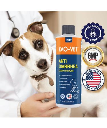Kao-Vet Dog Anti Diarrhea Liquid for Dogs & Puppies 8 fl oz (236 mL) Fast Acting Diarrhea Relief with 8% Kaolin Upset Stomach Firms Stool & Soothes Intestinal Discomfort - Buy Online on GoSupps.com