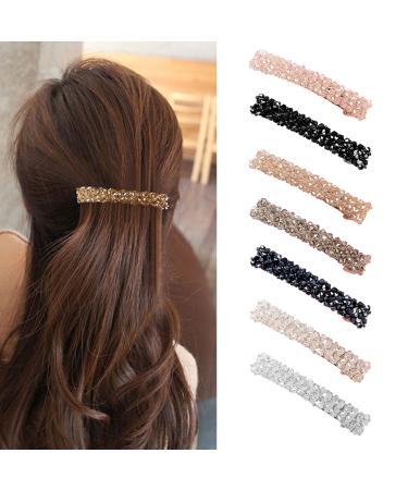 7 PCs women hair clip crystals hair clips girl fashion hair pins hair clips women colorful automatic hair clips elegant hair clamp for women for thin thick hair for women girls