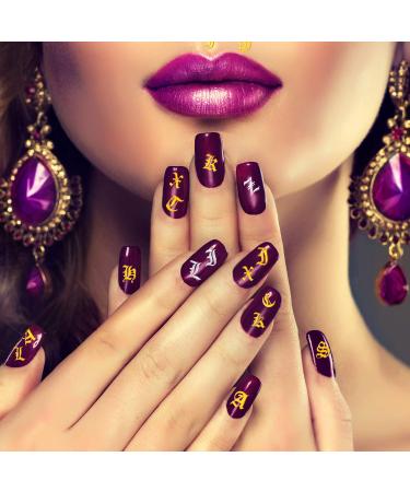 24 Sheets Old English Holographic Letter Nail Stickers - Classic Colors | Alphabet Nail Decals for DIY Nail Decoration by Women & Girls - Buy Online on GoSupps.com