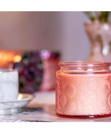 10 oz Pink Embossed Glass Candle Container with Tin Lid and Labels - Buy Online on GoSupps.com