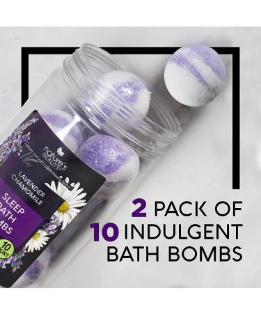 Nature's Beauty Lavender Chamomile Sleep Bath Bomb Gift Set - 2-Pack, 10 Count ea | Relax + Sleep Well with Coconut Oil + Witch Hazel Scented Bombs - Buy Online on GoSupps.com