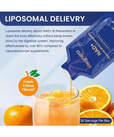 Liposomal NAD+ Supplement with Resveratrol Anti-Aging Energy Boost & Cellular Health Support 15.2 fl. oz NAD Liquid for Men & Women (30 Pouch) 15.2 Fl Oz (Pack of 1) - Buy Online on GoSupps.com