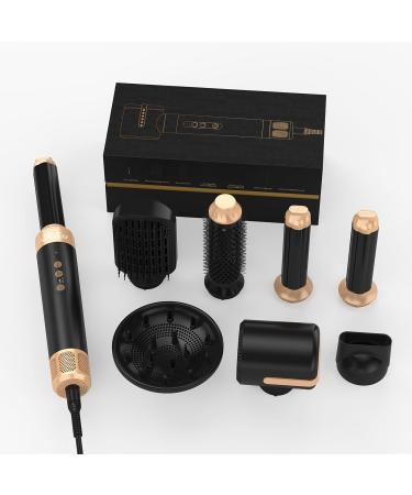 7-in-1 Ionic Hair Styler Dryer Brush | Auto Curler & Straightener with Round Brush & Diffuser | Fast Drying & Styling | Black - Buy Online on GoSupps.com