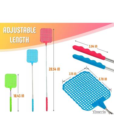 3 PCS Extendable Fly Swatter Set - Heavy Duty Bug Swatter with Telescoping Metal Handle - Buy Online on GoSupps.com