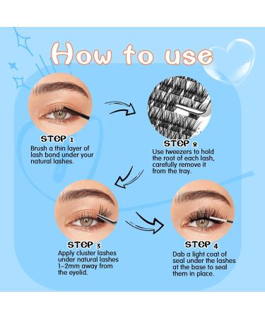 KevKev Eyelash Extension Kit - 120pcs Individual Lashes, Bond & Seal - DIY D-Curl Cluster Lashes - Ocean D-Mix (10-16mm) with Tweezers - for Eyelash Extensions - Buy Online on GoSupps.com
