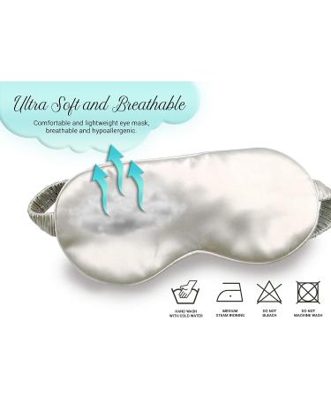 Fusion5 Silk Eye Mask - 100% Pure Mulberry, 25 Momme, Anti-Aging, Hypoallergenic, Blocks Light - Soft & Smooth Night Eye Cover for Sleeping & Travel - Silver - Buy Online on GoSupps.com