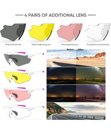 Snowledge Polarized Sports Glasses for Men & Women - Cycling Motorcycle & Outdoor - UV400 Protection Wind Resistant TR90 Frame (White-Revo Red) - Buy Online on GoSupps.com