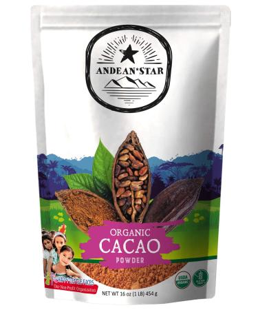 Andean Star Organic Cacao Powder - Raw Peruvian Cacao Beans - Rich in Nutrients and Flavanols - Zero-Guilt and USDA-Certified - All-Natural and Non-GMO - Single-Origin and Gluten-Free - 16 oz.