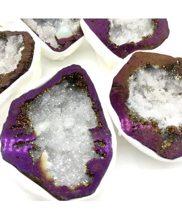 Crystal Rough Home Decor 1pc Wine red Titanium Aura Agate Quartz Cluster Crystal Geode Minerals Specimen Decorative Stones Ore Gifts Natural Crystal - Buy Online on GoSupps.com