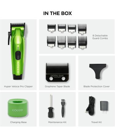 Cocco Hyper Veloce Pro Clipper - Graphene Taper Blade Hair Clippers High-Torque Cordless with Charging Station - Professional Grooming Tools for All Hair Types - Buy Online on GoSupps.com