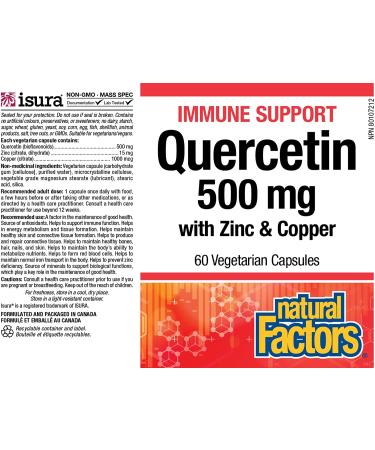 Buy Natural Factors Quercetin 500 mg - 60 Vegetarian Capsules for Immune Support - Buy Online on GoSupps.com