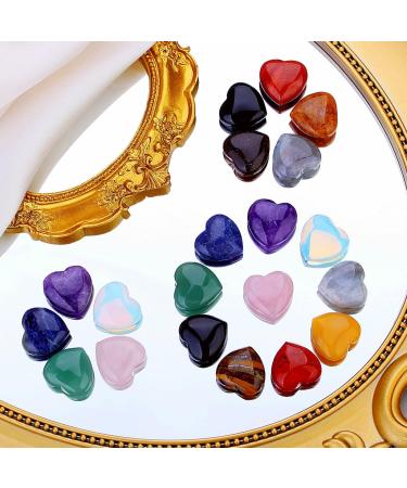 XIANNVXI 10 Pcs Natural Healing Crystals Heart Stones Set - Chakra Reiki Gemstones for Beginners - Multicolour - Buy Online on GoSupps.com
