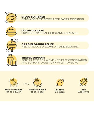 DigestLive Women's Constipation Relief Laxative for Travel 30 Capsules 100% Herbal Stool Softener - Female Gentle Natural Colon Cleanse Detox Bloating & Gas Fast-Acting Vegan Gluten & GMO-Free - Buy Online on GoSupps.com