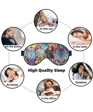 Cute Succulents Print Eye Mask - Block Out Light for Air Travel & Sleep - 7.9x4 Inch - Buy Online on GoSupps.com