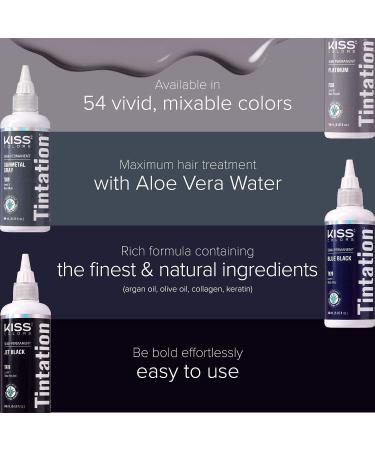 Kiss Tintation Semi Permanent Hair Colour With Argan Oil Aloe Vera - Clear T001 - Buy Online on GoSupps.com