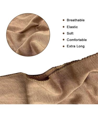 4 Pack Stretch Jersey Turban Head Wrap Scarf Set for Women - African Headwraps in Black, Dark Grey, Light Brown, and Blue - Buy Online on GoSupps.com