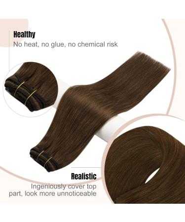 FSHINE 50cm Brown Clip-In Hair Extensions - Real Remy Human Hair 7 Pcs 120g #4 Straight - Buy Online on GoSupps.com