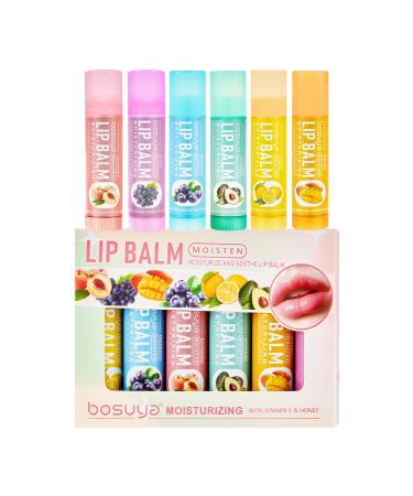 6 Flavors Lip Balm Set-Gentle Hydration for Dry & Sensitive Lips All-Day Moisture Hydrating & Repairing for Delicate Lips Smooth Non-Greasy 1 Count (Pack of 6)