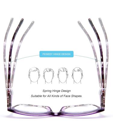 FEISEDY Square Progressive Multifocus Reading Glasses B2690 - Purple 1.5x | Blue Light Blocking & Anti-fatigue | International Shipping Available - Buy Online on GoSupps.com
