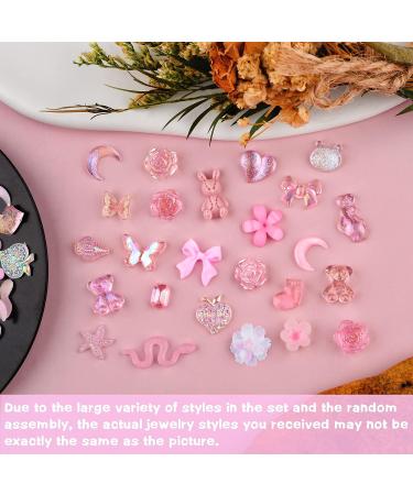 Kikonoke 100 Pieces 3D Resin Animal Nail Charms in Pink - Nail Art Rhinestones and Pearls for DIY Decoration - Buy Online on GoSupps.com