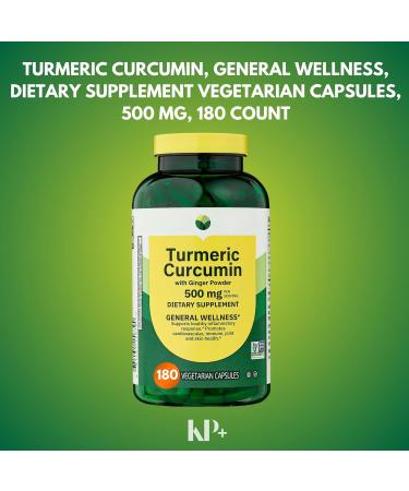 KP+ Turmeric Curcumin with Ginger Powder | 500 mg Dietary Supplement | General Wellness | 180 Vegetarian Capsules | Pack of 1 - Buy Online on GoSupps.com