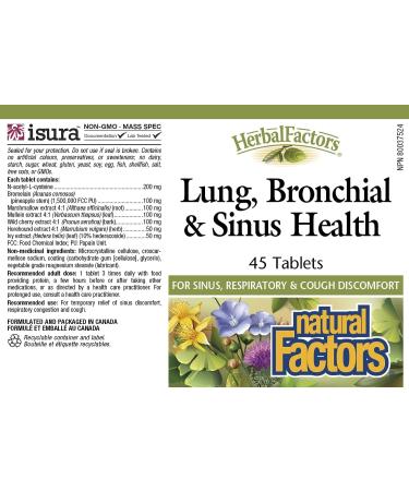 Lung Bronchial & Sinus Health | Natural Factors Respiratory Supplement | 45 Tablets - Buy Online on GoSupps.com