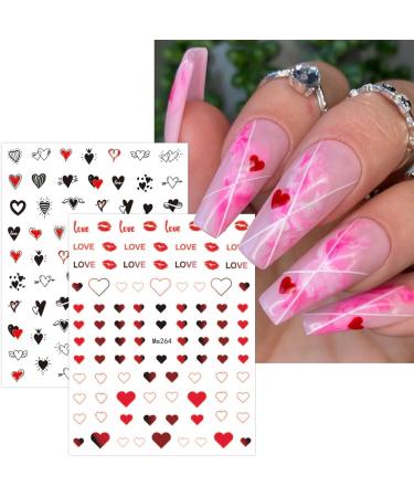 JMEOWIO 10 Sheets Black Heart Nail Art Stickers Decals Self-Adhesive Valentines Nail Supplies Nail Art Design Decoration Accessories - Buy Online on GoSupps.com
