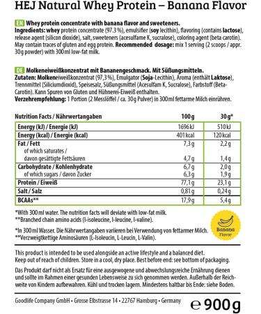 Goodlife Company HEJ Natural Natural Whey Protein 900g Banana - Buy Online on GoSupps.com