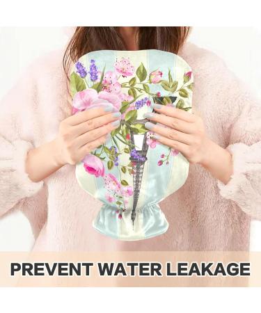 2L Eiffel Tower Floral Hot Water Bottle with Cover - BPA Free Large Bag for Pain Relief Bed Hand & Feet - Buy Online on GoSupps.com
