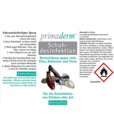 PrimaDerm Shoe Disinfection Spray - 5L | Eliminate Fungi Bacteria & Viruses | Shoe Deodorant for All Footwear | International Shipping Available - Buy Online on GoSupps.com