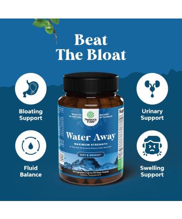 Bundle of Water Away Herbal Diuretic Pills High Strength with Dandelion Leaf Extract & Green Tea for Bloating Relief and Potent Vitamin B6 Gummies - 50mg Per Serving for Immune Nerve & Mood Support - Buy Online on GoSupps.com