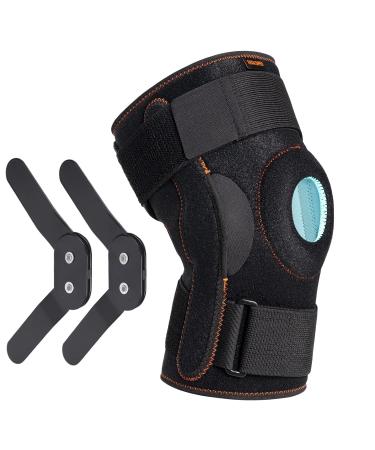 Thx4COPPER Hinged Knee Brace-Adjustable Open Patella with Parallel Straps & Dual Side Stabilizers-Compression Support for Knee Pain Relief & Recovery-MCL ACL LCL Tendonitis Ligament for Men & Women L (Pack of 1)