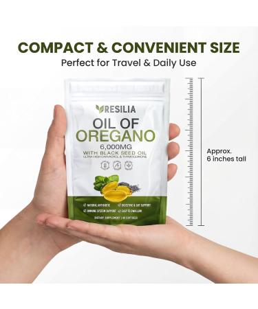 Resilia Oil Of Oregano Softgels with Black Seed Oil 6000mg Organic Oregano Oil Capsules for Immune & Digestive Support Non-GMO, Gluten-Free Softgels Natural Herbal Wellness Supplement Pack of 2 - Buy Online on GoSupps.com