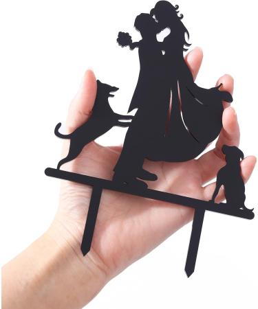LOVENJOY Dogs Wedding Cake Topper Bride and Groom with 2 Dogs Gift Boxed Black - Buy Online on GoSupps.com