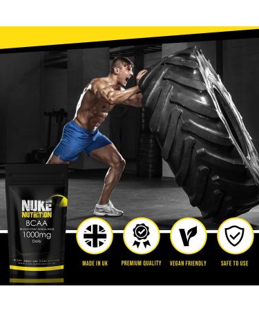 Nuke Nutrition BCAA Capsules 1000mg - 120 Count | Essential Amino Acids Supplement for Lean Muscle Growth & Recovery | Vegan, Leucine, Isoleucine & Valine - Buy Online on GoSupps.com